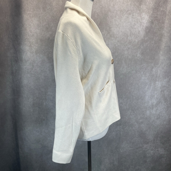 Oliver. O Anthropologie Women M Cream Knit Sweater Gold Buttons Academia Classic - Picture 5 of 8